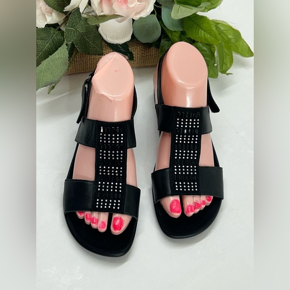 Easy Spirit Black Sandals with Rhinestone Accents